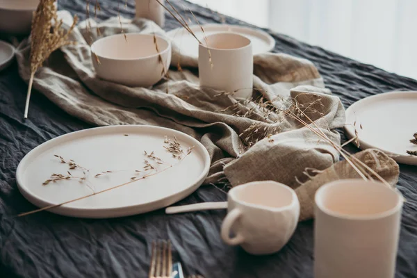 Uma Mesa Servida Para Celebração Festa Vinho — Fotografia de Stock