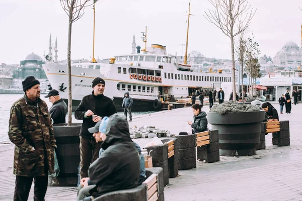 Станбул Туркей Января 2017 Вид Каракойский Пирс Стамбуле Турция — стоковое фото