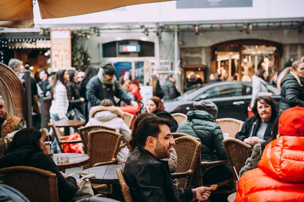 Naples Italia Diciembre 2017 Cena Terraza Una Cafetería Nápoles Campania — Foto de Stock