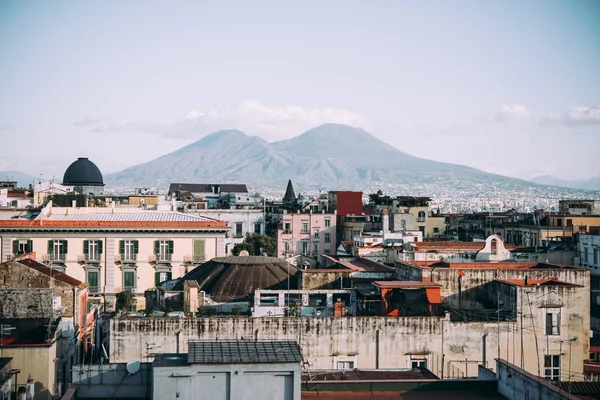 Naples Italia Diciembre 2017 Vista Del Vesubio Desde Castel Sant — Foto de Stock