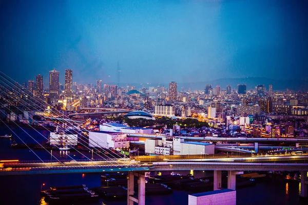 Vista Noturna Osaka Japão — Fotografia de Stock