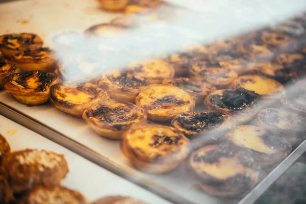 Traditional Portuguese Custard Tarts Called Pasteis Nata Sale One Bakeries — Stock Photo, Image