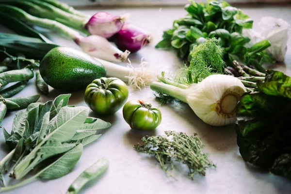 Verschillende Verse Groenten Groenten Tafel Voor Het Koken Gezond Eten — Stockfoto