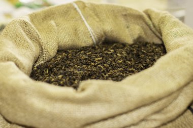 A bag of roasted wheat, an ingredient for making beer