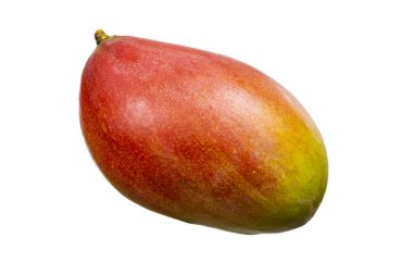 Olgun mango meyve beyaz izole. Beyaz arka plan üzerinde kırmızı sarı tatlı mango meyve