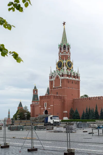 Moscú Rusia Agosto 2020 Plaza Roja Torre Del Reloj Spasskaya — Foto de Stock