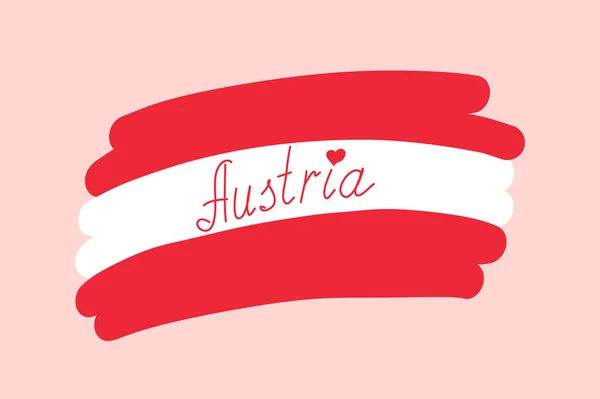 Rakouská Vlajka Stylizovaná Vektorová Ilustrace Volným Textem Název Země Uvnitř — Stockový vektor