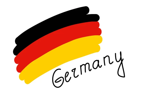 Flaga Niemiec Prosta Stylizowana Ilustracja Wektorowa Tekstem Ręcznym Czarna Czerwona — Wektor stockowy