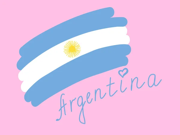 Bandera Argentina Simple Ilustración Vectorial Estilizada Con Texto Mano Alzada — Archivo Imágenes Vectoriales