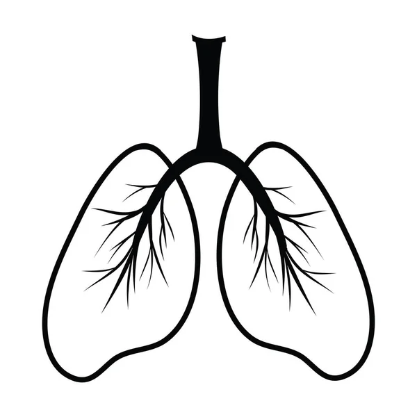 Pulmones Humanos Silueta Simple Ilustración Esquemática Dibujo Órgano Pulmonar Humano — Archivo Imágenes Vectoriales