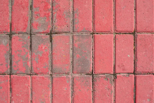 铺面路面的质感 旧红砖的表面 纹理效果 室外风化人行道 背景设计 — 图库照片