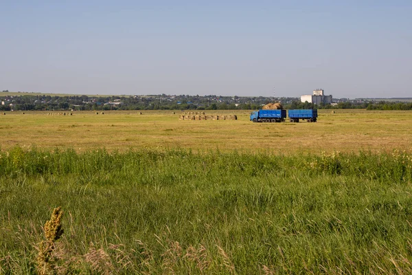 Nizhny Novgorod Region Rusia Julio 2020 Camión Azul Con Remolque — Foto de Stock