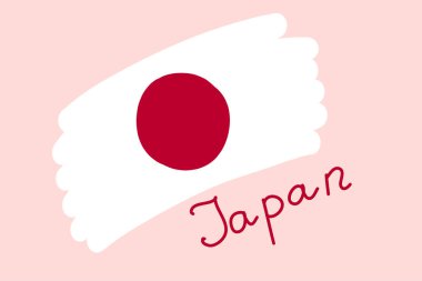 Japonya 'nın ulusal bayrağı, beyaz arka planda kırmızı daire. Basit biçimlendirilmiş freehand bayrağı, vektör illüstrasyonu
