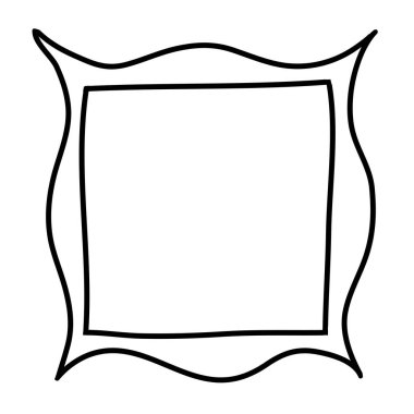 Orijinal plastik kenarlı kare çerçeve çizilmiş. Fotoğraf ya da kartpostalların dekorasyonu için siyah beyaz tasarım öğesi. kenarlık renksiz kopyalama alanı