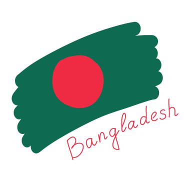 Bangladeş 'in ulusal bayrağı, vektör illüstrasyonu beyaz arka planda izole edildi. Biçimlendirilmiş Bangladeş bayrağı yeşil kırmızı