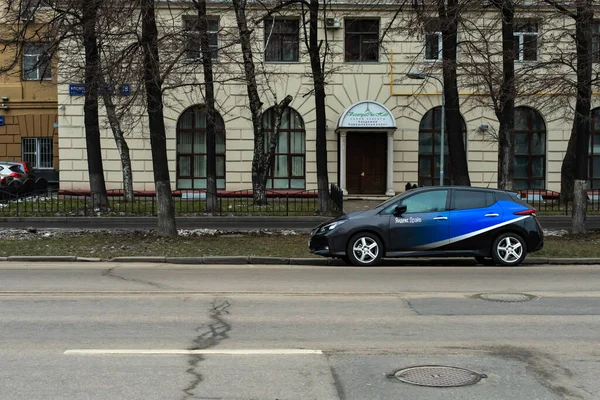 Moscou Russie Janvier 2020 Voiture Écologique Nissan Leaf Marquée Aux — Photo