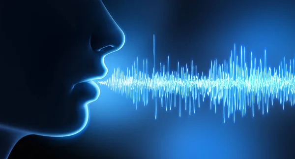 Sprechende Kişi - Mund mit Spektrogramm - 3d illüstrasyon