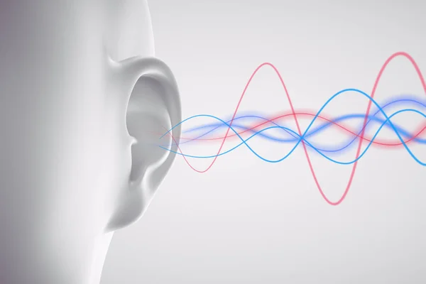 Unangenehmer Ses im Ohr -Akustischer Stres - 3d İllüstrasyon