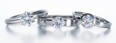 3 Diamantringe mit grossem Solitaer-Brilliant