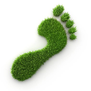 Fussabdruck aus gruenem Grass