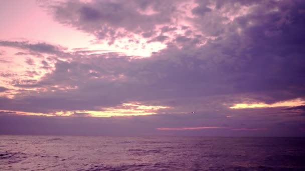 Merah muda matahari terbenam di laut — Stok Video