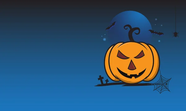 Buon Halloween Sfondo Halloween Illustrazione Vettoriale Banner Halloween Blu Scuro — Vettoriale Stock