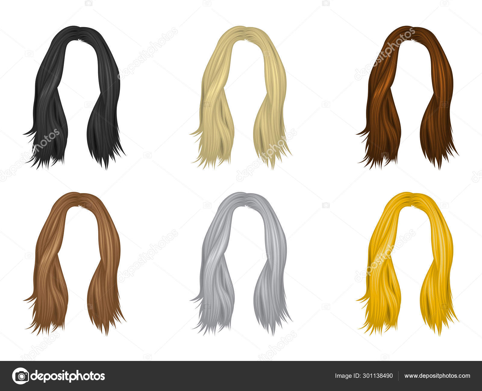 Vector Set Hairstyles Women Long Hair Natural Colors Vector Stock Vector  Image by ©OtherStock #301138490