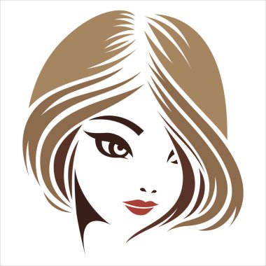 kadın güzellik enstitüsü kavramı altında sevimli kız logo tasarımı
