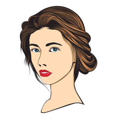 güzel saçlı kız logosu - Vektör