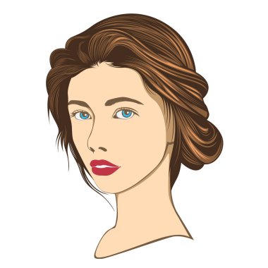 güzel saçlı kız logosu - Vektör