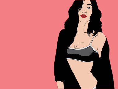 spor sütyen ve boş alan seksi kız, spor sütyen seksi kız vektör