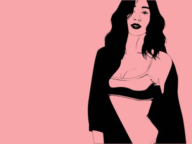 spor sütyen ve boş alan seksi kız, spor sütyen seksi kız vektör