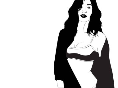 spor sütyen ve boş alan seksi kız, spor sütyen seksi kız vektör