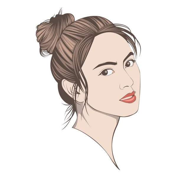 Güzel kadın yüzü Hairstyles logo tasarım konsepti altında modern trendi izleyin. Kadınlar ve güzellik hakkında -