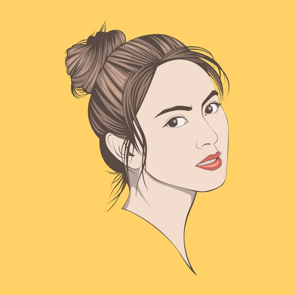 Güzel kadın yüzü Hairstyles logo tasarım konsepti altında modern trendi izleyin. Kadınlar ve güzellik hakkında -