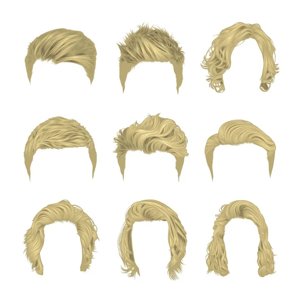 Vector Set Men Hairstyles Short Hair Variety Natural Colors Vector — Stock Vector