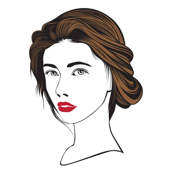 Logo Fille Avec Beaux Cheveux Vecteur — Image vectorielle