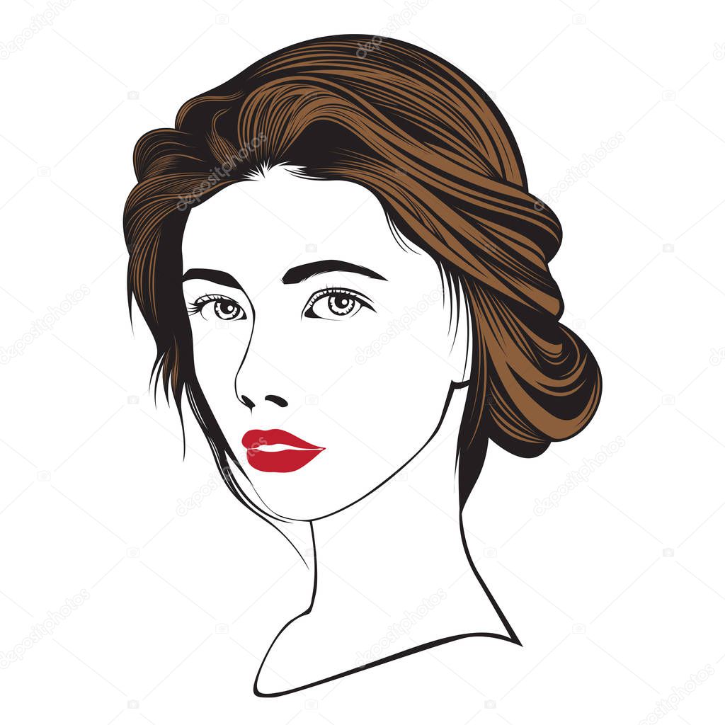 logo of the girl with beautiful hair - Vector