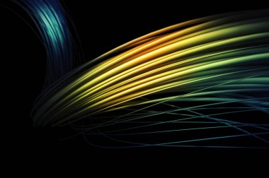 Çarpık çizgilerin soyut üç boyutlu yansıması. Modern teknoloji arka plan tasarımı, fütüristik teknoloji konsepti altında illüstrasyon.