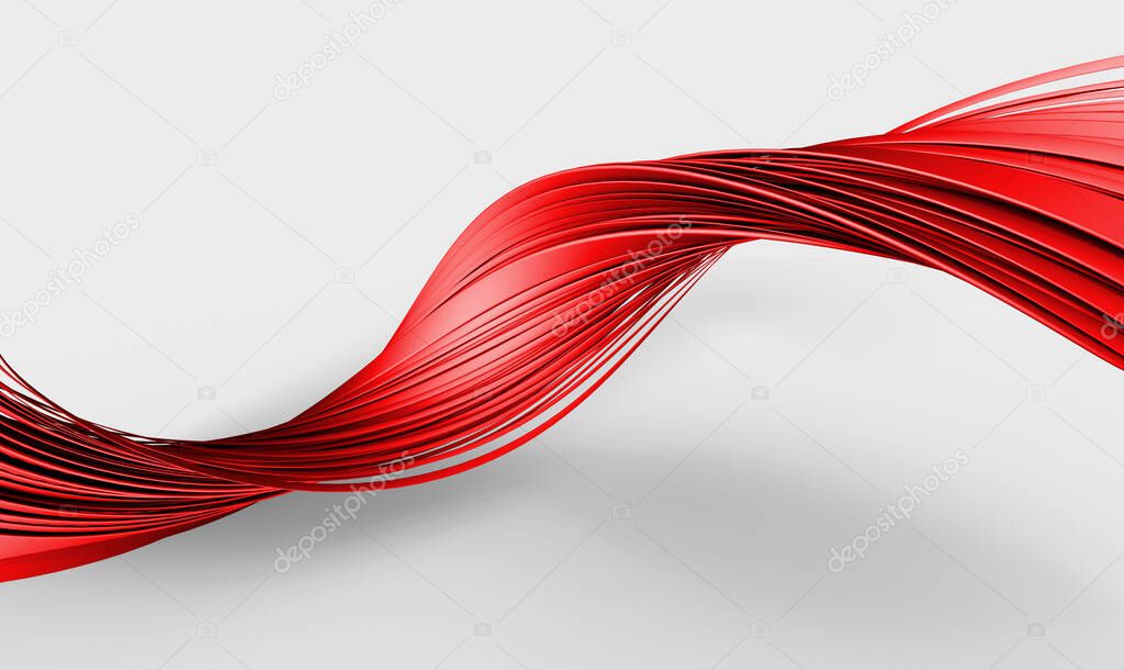 Abstract 3d rendering of twisted lines. Modern technology background design, illustration under a concept of a futuristic technology.