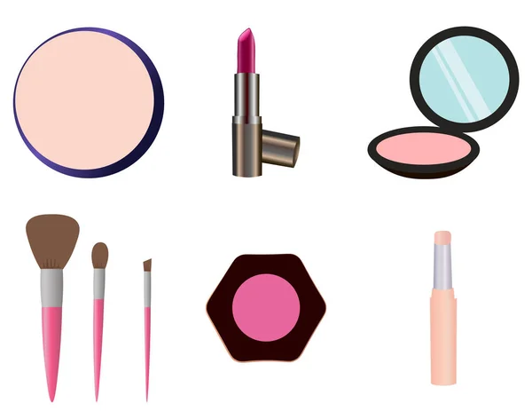 Maquillaje Herramientas Vector Ilustración Conjunto Iconos Maquillaje Vector — Vector de stock