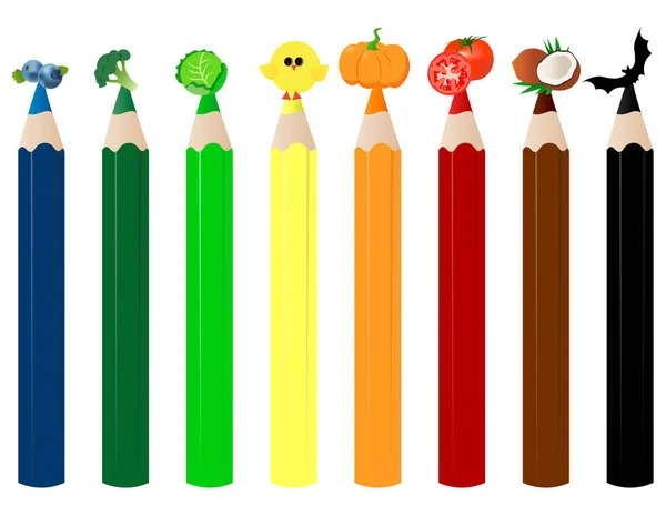 Jeu Crayons Couleur Vecteur — Image vectorielle