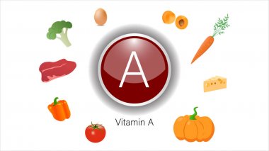 A vitamini kaynakları vektör illüstrasyon
