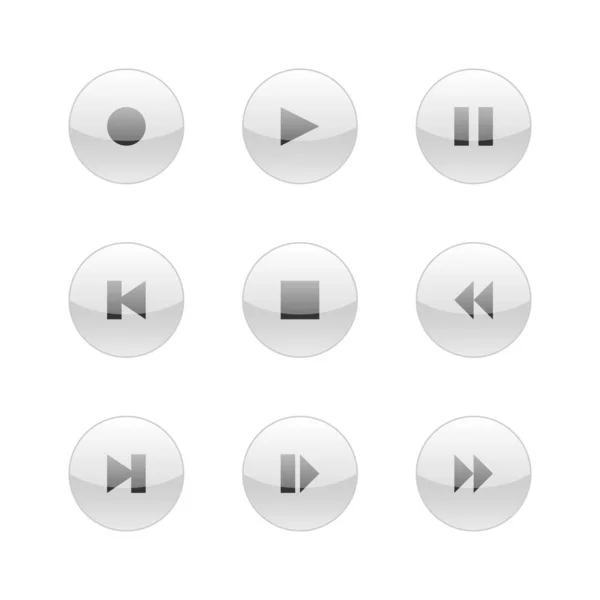 Play Tasten Vektordesign Glasknöpfe Für Plattenspieler — Stockvektor