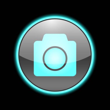 Kamera neon simgesi vektör tasarımı. Kamera cam simgesi