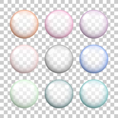 Saydam simgeler vektör tasarımı kümesi. Kabarcık simgeleri koleksiyonu