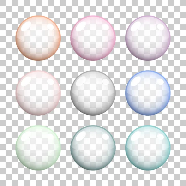 Saydam simgeler vektör tasarımı kümesi. Kabarcık simgeleri koleksiyonu