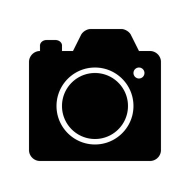 Beyaz arka plan üzerinde izole kamera simge vektör tasarımı