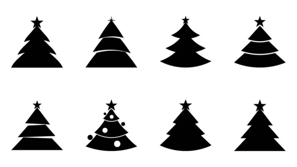 Symboly Vánočních Stromku Sada Vánočních Stromků Izolovaná Bílém — Stockový vektor