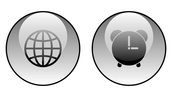 Globo Icono Alarma Icono Diseño Vectores Pareja Iconos Unidos Por — Vector de stock